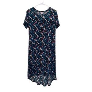 Lularoe Women's Carly Dress Size S Black VTG Style Key Pattern